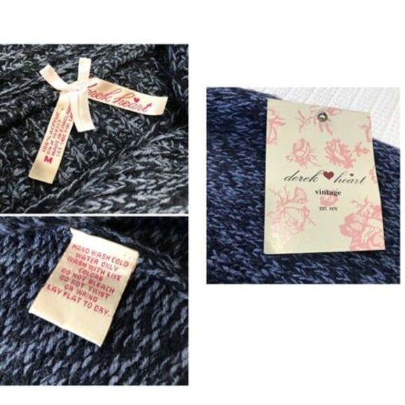 Derek Heart Cardigan Sweater Vest Juniors Medium Cap Sleeve Cowl Neck Blue NWT - Picture 5 of 10